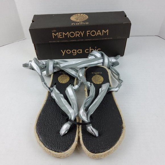 Nalho Karabi Memory Foam Yoga Espadrille Ankle Wrap Sandals Size 9 US/ 39 EU - Picture 1 of 4